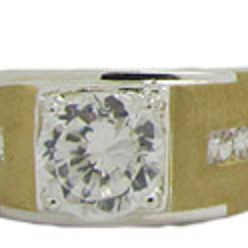 Men's Two Tone CZ White & 14kt Yellow Gold Ring size 7 US made NWT